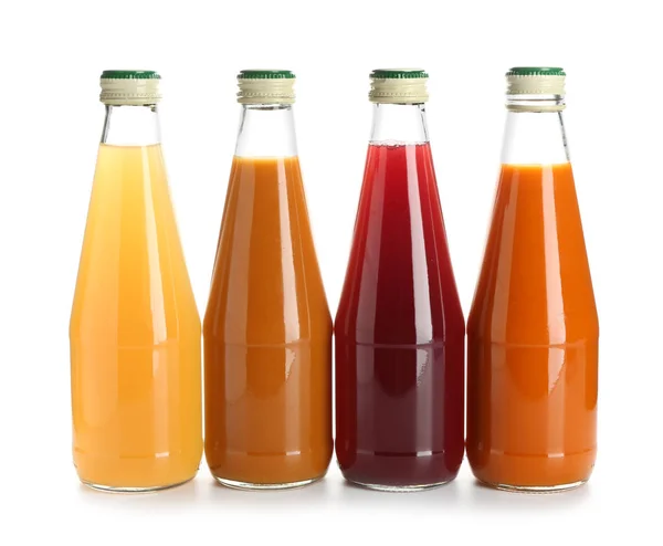 Bottles Healthy Vegetable Juice White Background — Stock Photo, Image