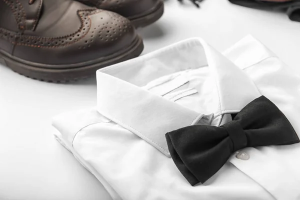 Stylish Male Clothes White Background Closeup — Stock Photo, Image