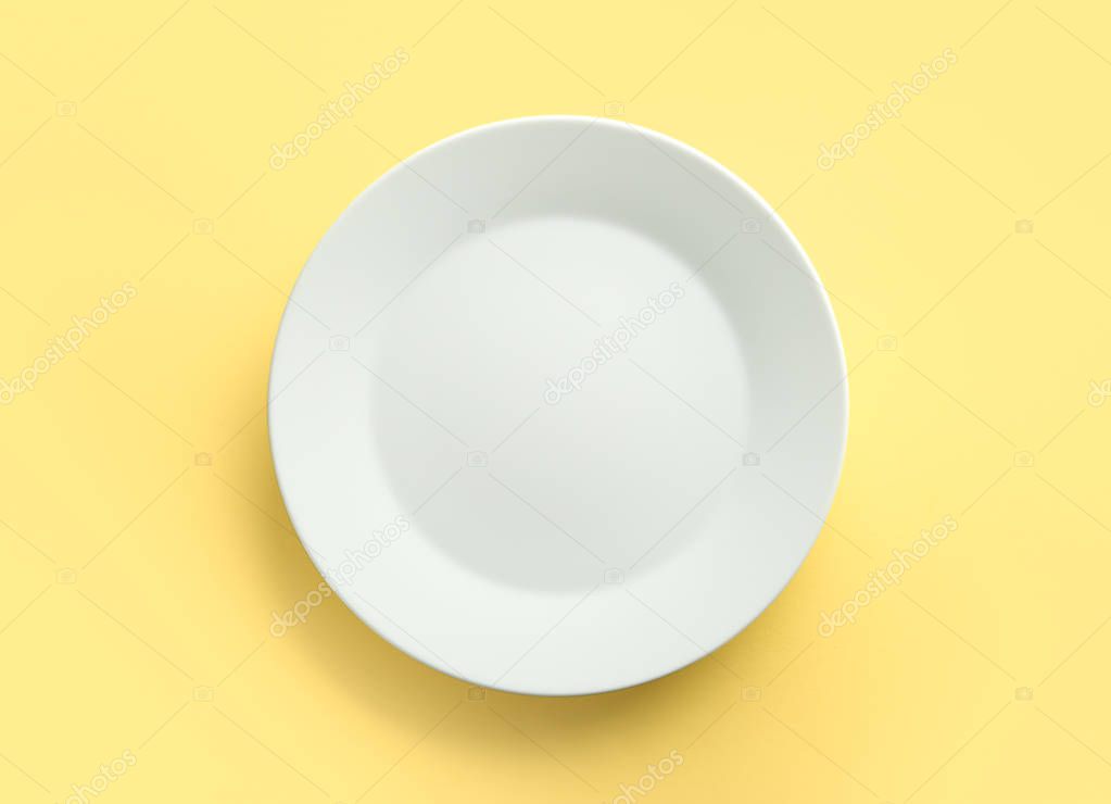 Clean empty plate on color background