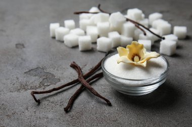 Gri masada vanilya şekeri ile Kase