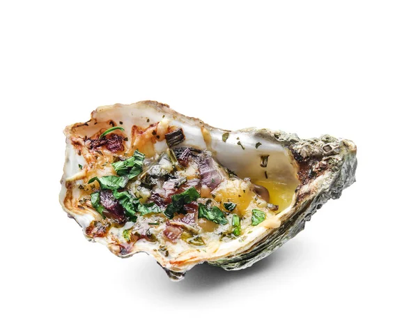 Tasty Baked Oyster White Background — Stock Photo, Image