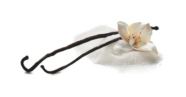 Beyaz Arka Plan Üzerinde Tatlı Vanilya Şekeri — Stok fotoğraf