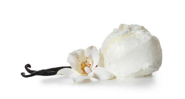 Tasty Vanilla Ice Cream White Background — Stock Photo, Image