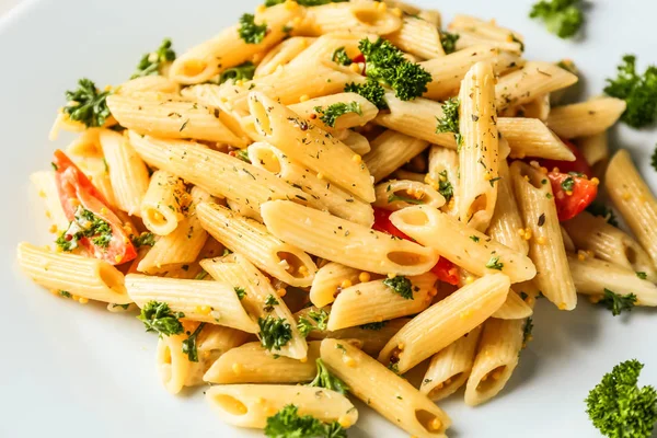 Tasty Pasta Sauce Vegetables Plate Closeup — Stock Photo, Image