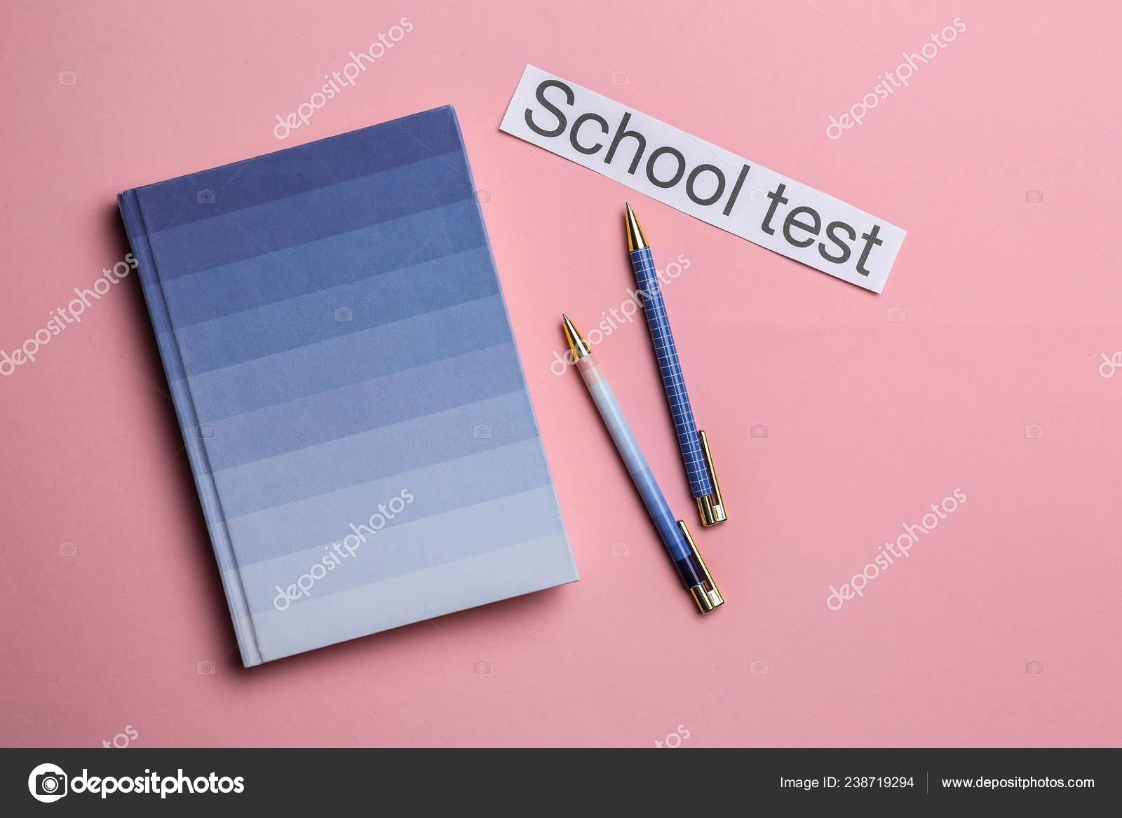 Notebook Pens Paper Text School Test Color Background Stock Photo by ©serezniy 238719294