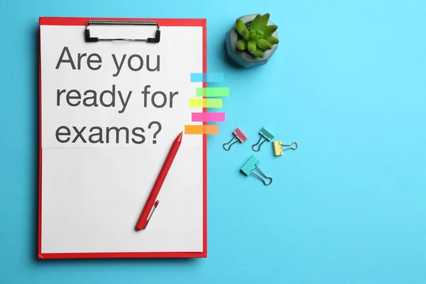 Clipboard Text You Ready Exams Color Background — Stock Photo, Image