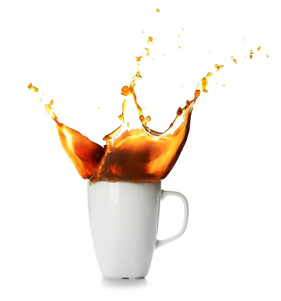 Splash Coffee Cup White Background — Stock Photo, Image