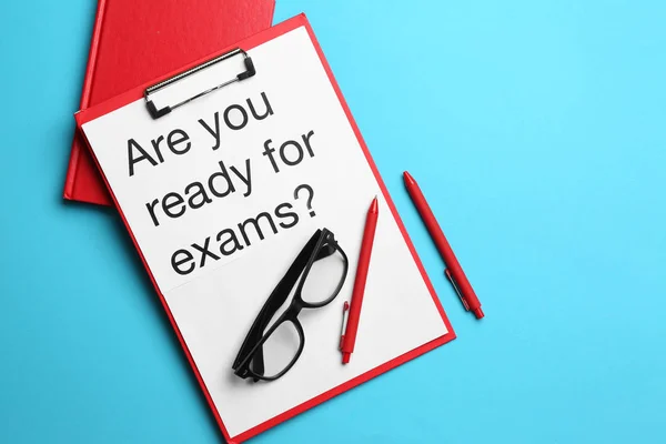 Clipboard Text You Ready Exams Color Background — Stock Photo, Image