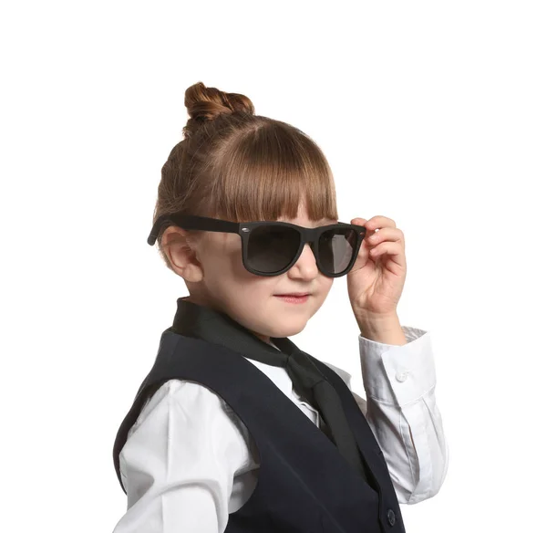 Portrait Cute Little Security Guard White Background — Stockfoto