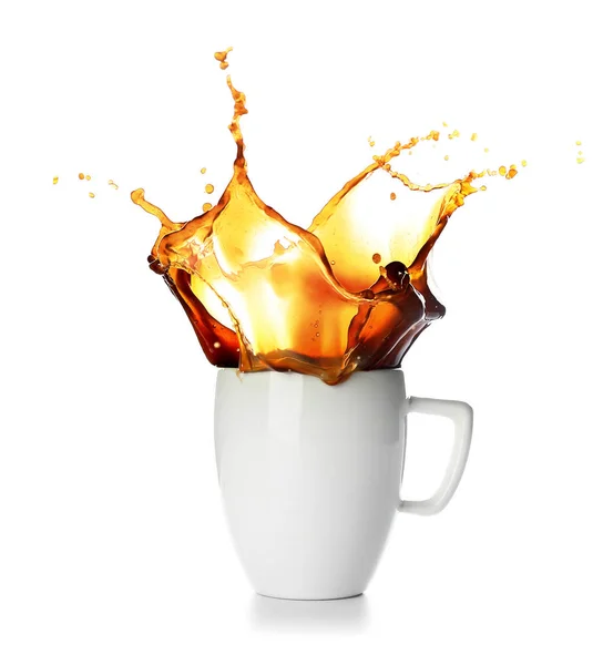 Splash Coffee Cup White Background — Stock Photo, Image