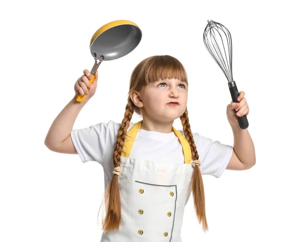 Cute Little Chef White Background — Stock Photo, Image