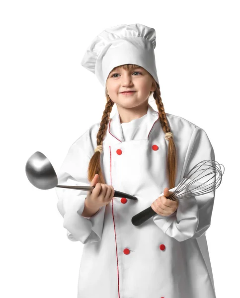 Cute Little Chef White Background — Stock Photo, Image