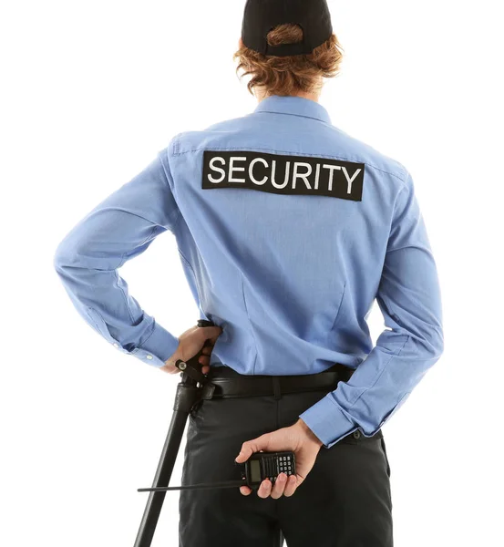 Male Security Guard White Background Back View — Stock Photo, Image