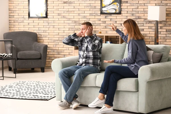 Unhappy Couple Having Argument Home Concept Divorce — Stock Photo, Image