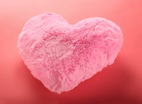 Heart Shaped Decorative Pillow Color Background — Stok fotoğraf