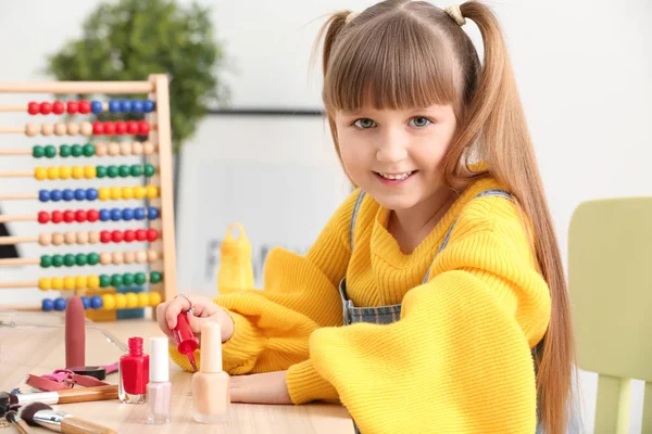 Cute Little Fashionista Nail Polish Home — Stock Photo, Image