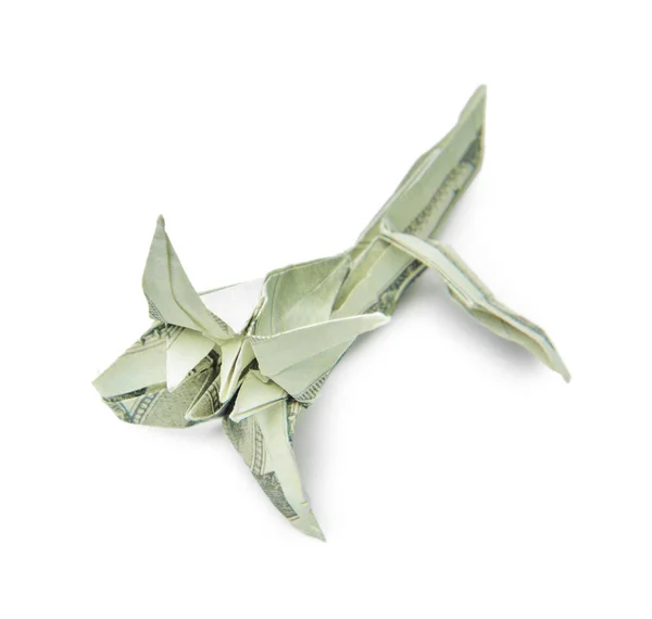 Origami Flower Made Dollar Banknote White Background — Stock Photo, Image