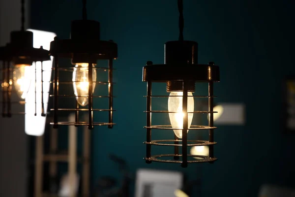 Стильні Світяться Лампи Інтер Єрі Кімнати — стокове фото