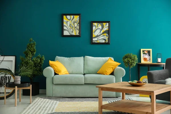 Stilvolles Interieur Wohnzimmer Mit Bequemem Sofa — Stockfoto