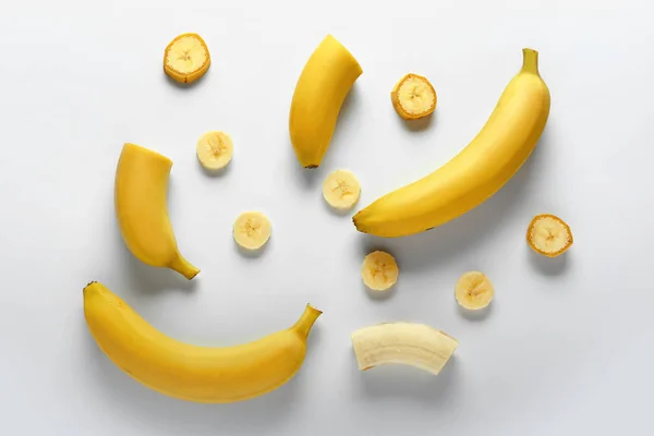 Tasty Fresh Bananas White Background — Stock Photo, Image