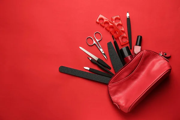 Bag Professional Tools Pedicure Color Background — Stock Photo, Image