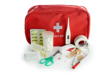 First aid kit on white background clipart