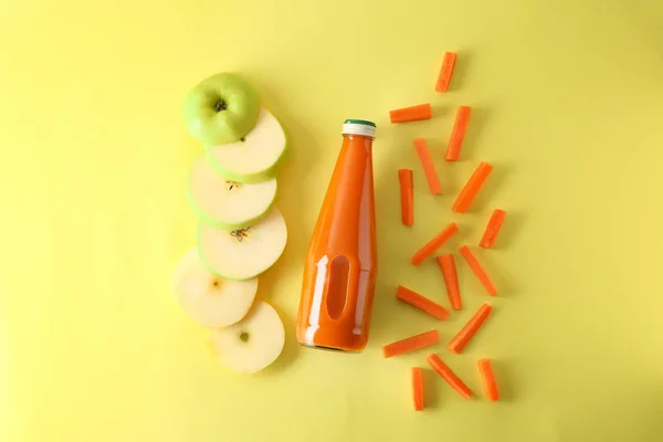 Bottle Healthy Juice Ingredients Color Background — Stock Photo, Image