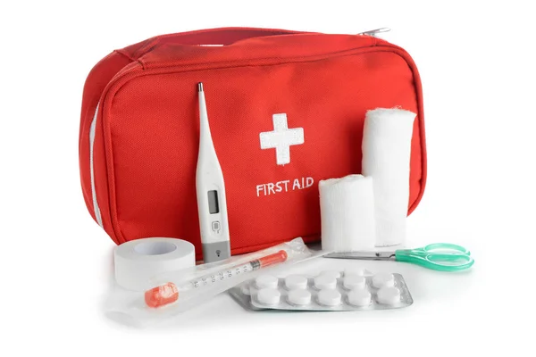 Kit Pronto Soccorso Sfondo Bianco — Foto Stock