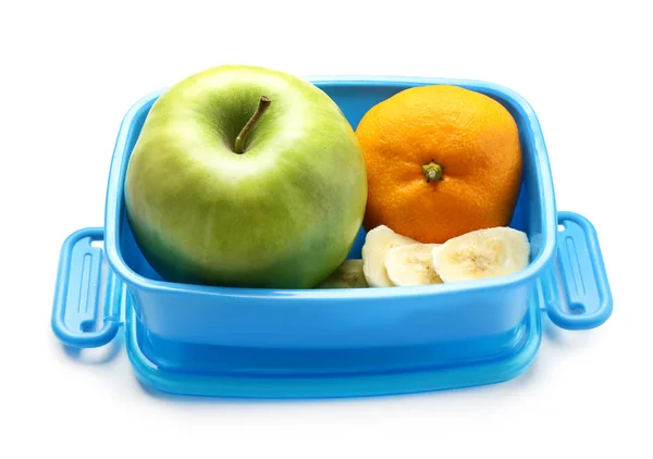 Container Tasty School Lunch White Background — Stock Photo, Image