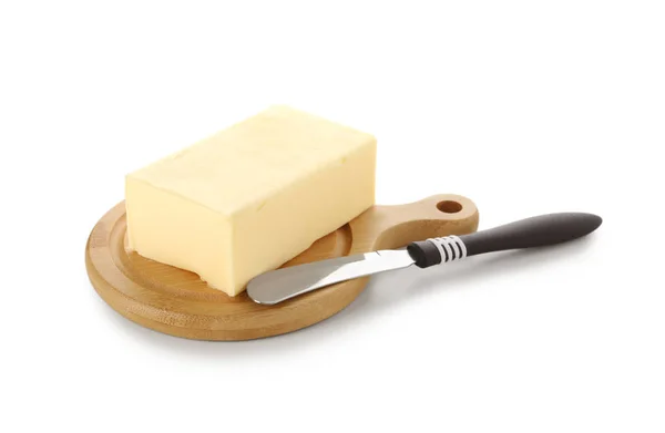 Board Healthy Butter Knife White Background — Stock Photo, Image