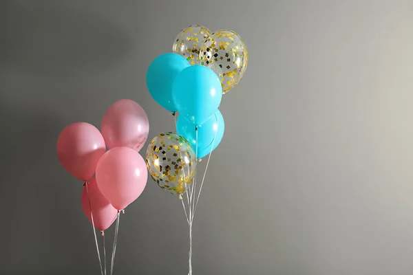 Many Balloons Grey Background — Stock Photo, Image