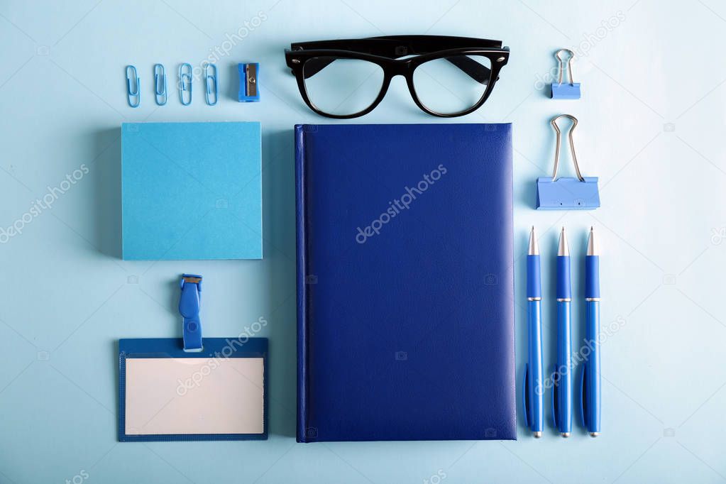 Set of items for branding on light background