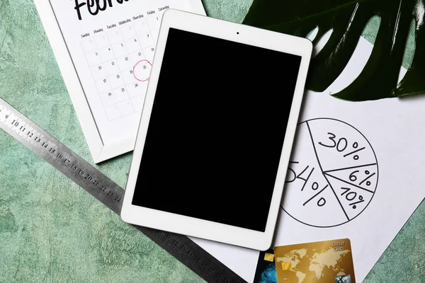 Tablet Diagram Calendar Color Table Concept Business Planning — Stock Photo, Image