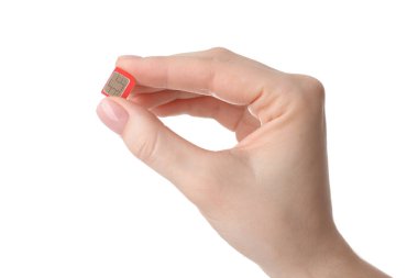 SIM kart beyaz arka plan üzerinde tutan el