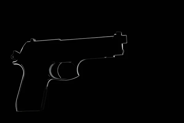 Silhouette Pistolet Sur Fond Sombre — Photo