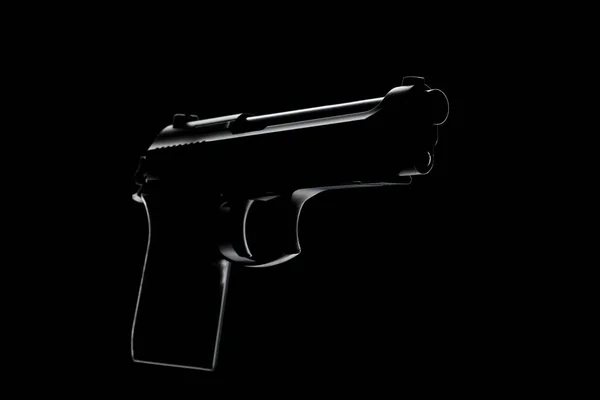 Silhouette Pistolet Sur Fond Sombre — Photo