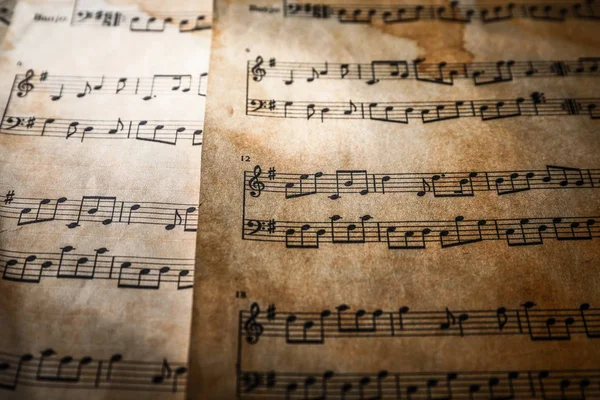 Old music sheets, closeup
