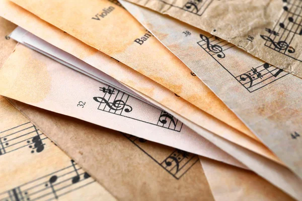 Many Old Music Sheets Closeup — Stock Photo, Image