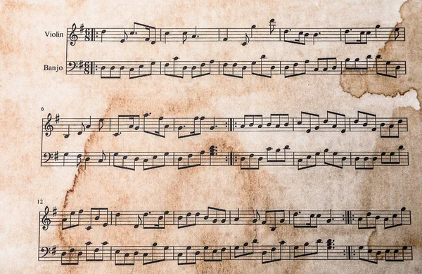 Old music sheet, closeup
