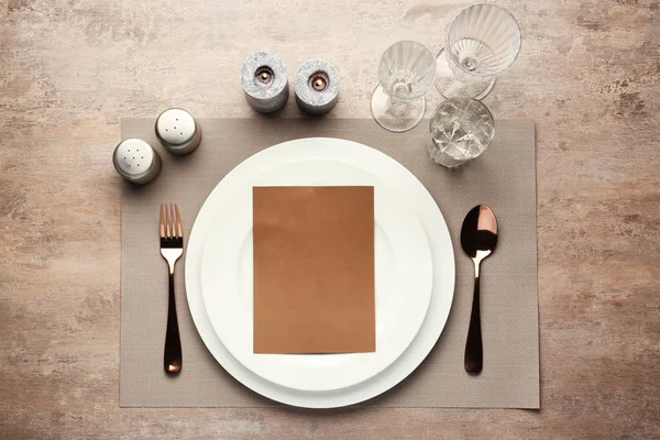 Simple Table Setting Wooden Background — Stock Photo, Image