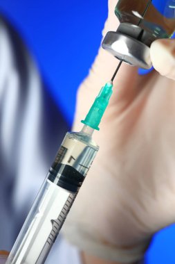 Doktor gribine karşı aşı kadar ampul şırınga, portre çizim