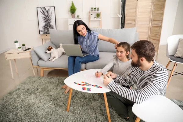 Happy Family Spending Time Home — Stock Photo, Image