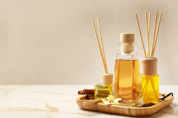 Different Reed Diffusers Table — Stock Photo, Image