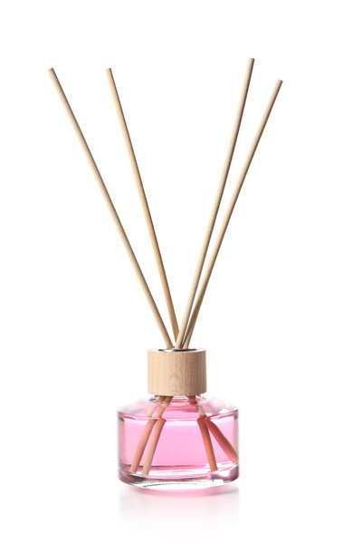 Reed diffuser on white background
