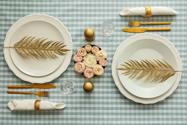 Beautiful Table Setting Top View — Stock Photo, Image