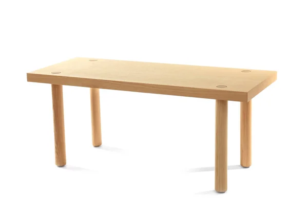 Holztisch Auf Weißem Hintergrund — Stockfoto