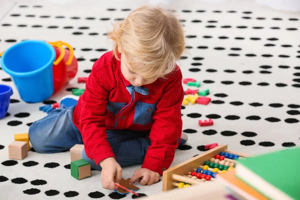 Cute Little Boy Playing Home — Stock Photo, Image