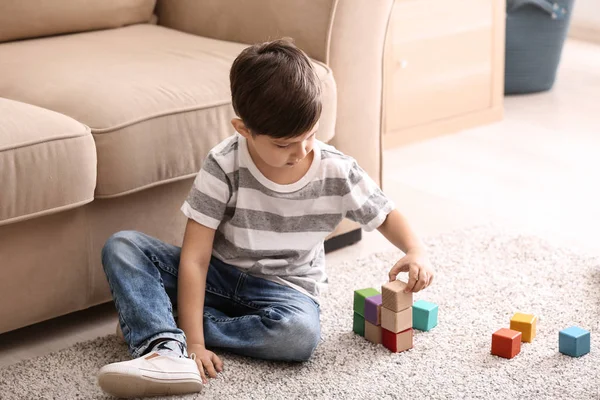 Cute Little Boy Playing Home — Stock Photo, Image