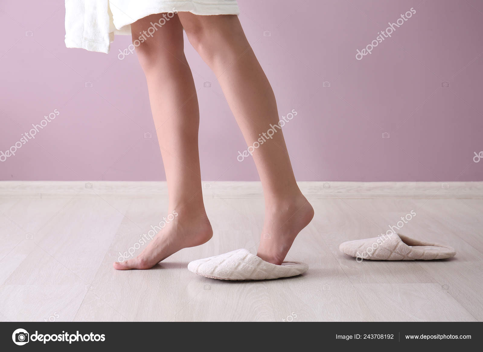 walking with slippers at home