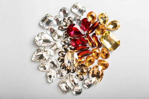 Precious stones for jewellery on white background